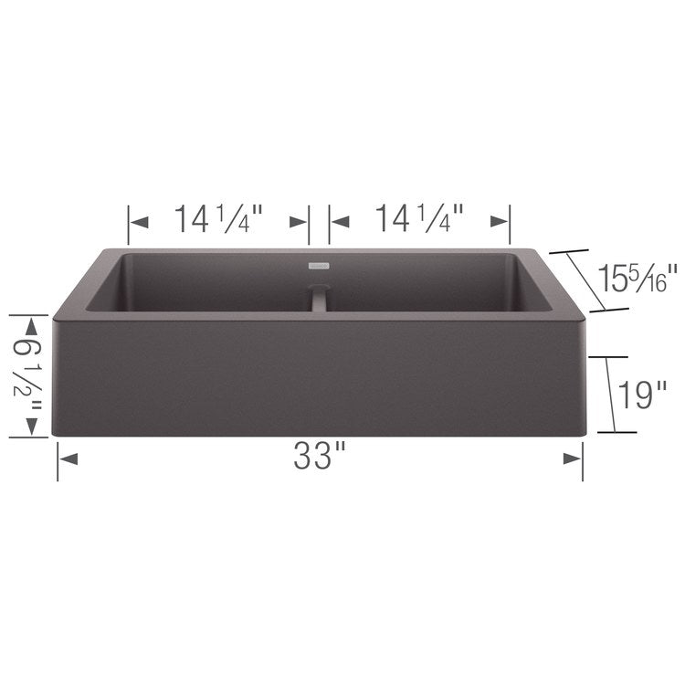 Kitchen Sink Vintera 33 x 19 Inch Double Bowl Cinder Apron Front Rectangle - Image 2