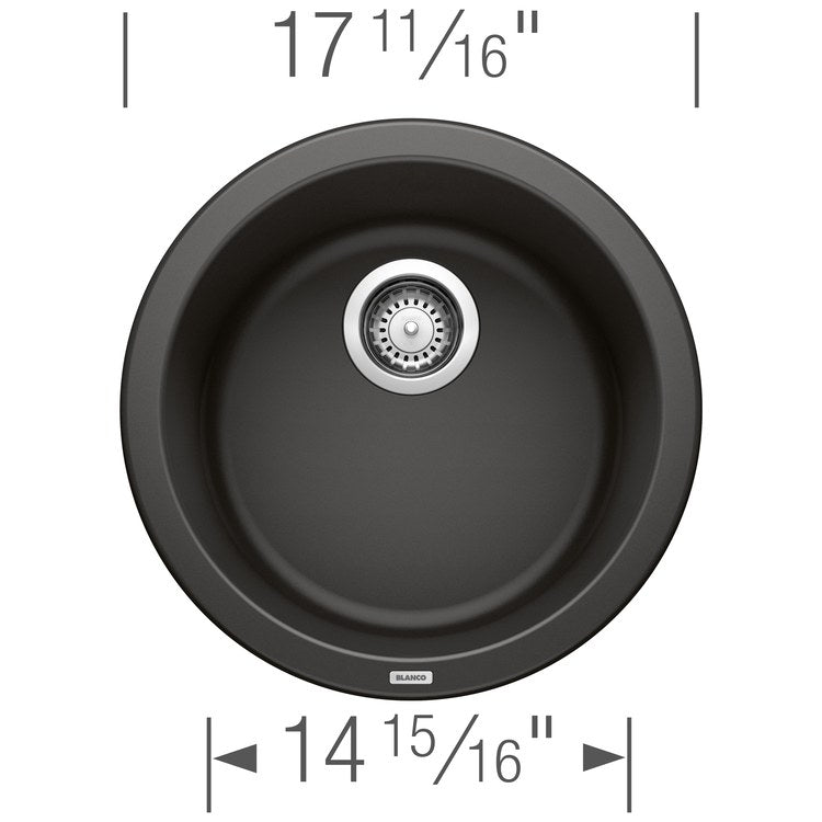 Bar Sink Rondo 17-3/4 x 17-3/4 Inch Single Bowl Coal Black Drop-In/Undermount - Image 2