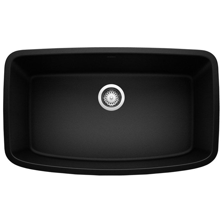 Valea 32" Single Bowl Silgranit Undermount Kitchen Sink - Coal Black - Image 1