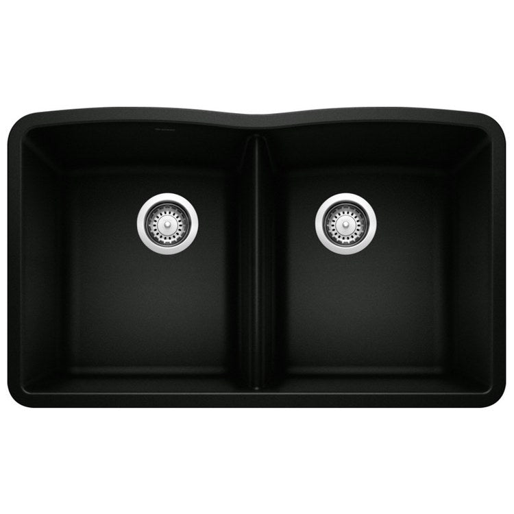 Kitchen Sink Diamond 32 x 19 Inch Double Bowl Equal Double Bowl Coal Black Undermount - Image 1