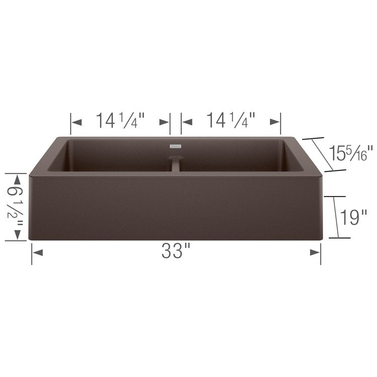 Kitchen Sink Vintera 33 x 19 Inch Double Bowl Cafe Apron Front Rectangle - Image 2