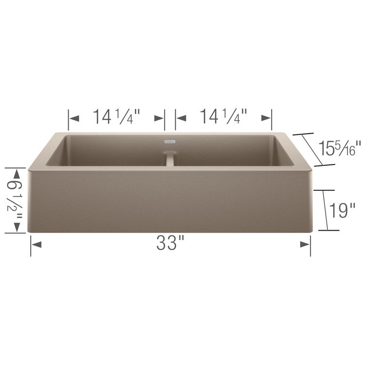 Kitchen Sink Vintera 33 x 19 Inch Double Bowl Truffle Apron Front Rectangle - Image 2