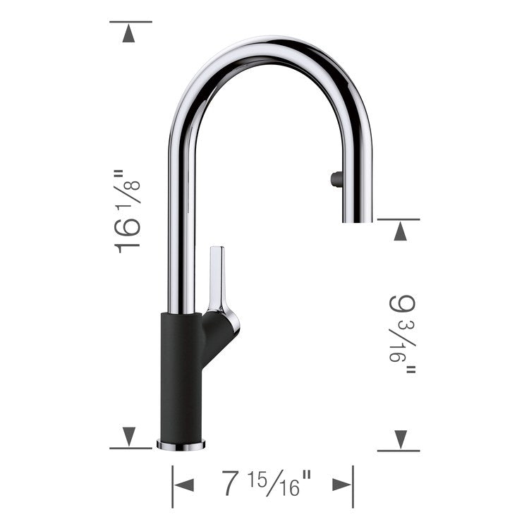 Kitchen Faucet Urbena 1 Lever CALGreen Coal Black Pull Down 2 Function Gooseneck 360 DEG Swivel 1 Hole 1.5 Gallons per Minute - Image 2
