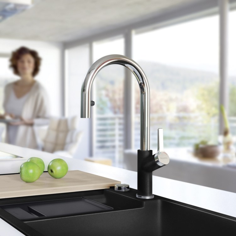 Kitchen Faucet Urbena 1 Lever CALGreen Coal Black Pull Down 2 Function Gooseneck 360 DEG Swivel 1 Hole 1.5 Gallons per Minute - Image 3