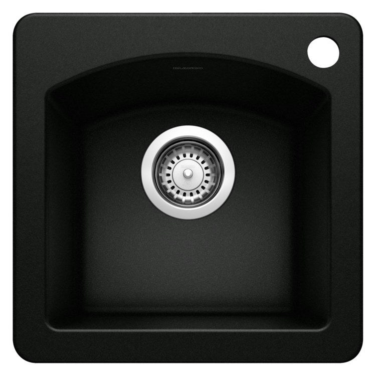 Bar Sink Diamond 15 x 15 Inch Single Bowl 1 Hole Coal Black Drop-In/Undermount - Image 1