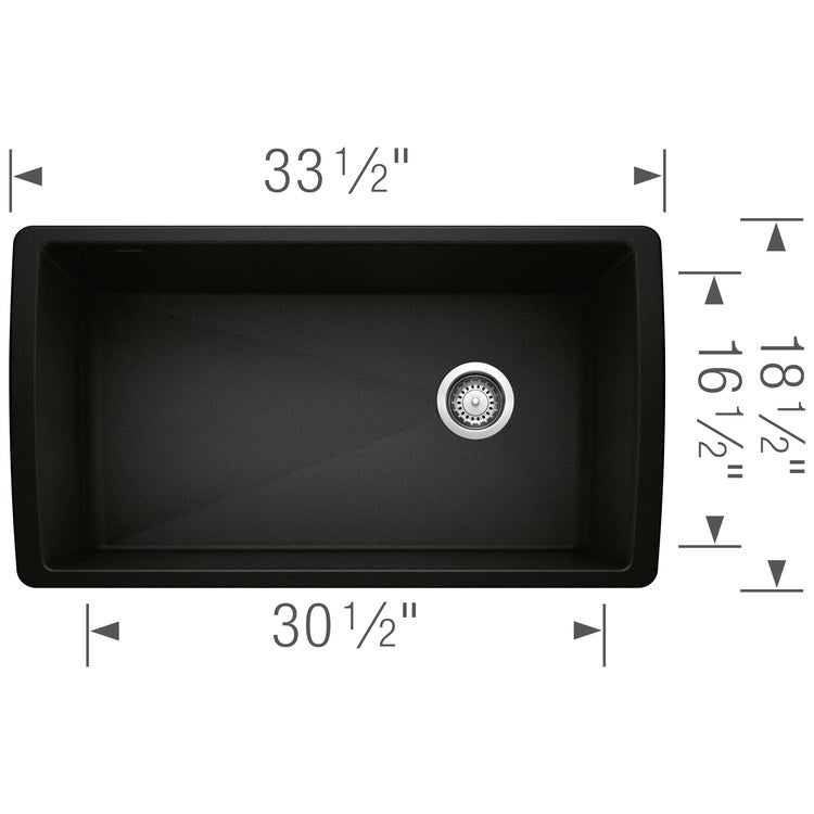 Kitchen Sink Diamond 34 x 19 Inch Single Bowl Super Single Coal Black Undermount - Image 2