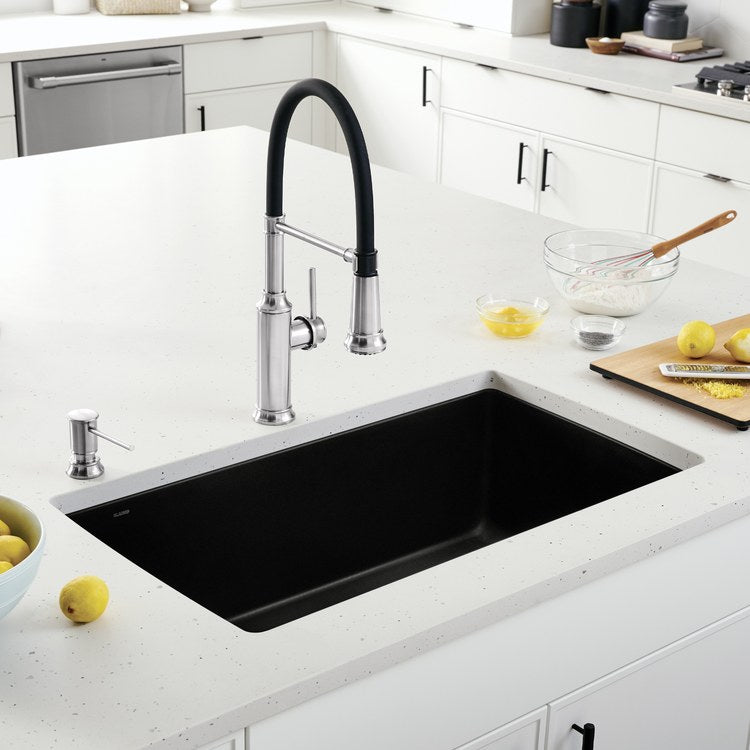 Kitchen Sink Diamond 34 x 19 Inch Single Bowl Super Single Coal Black Undermount - Image 3