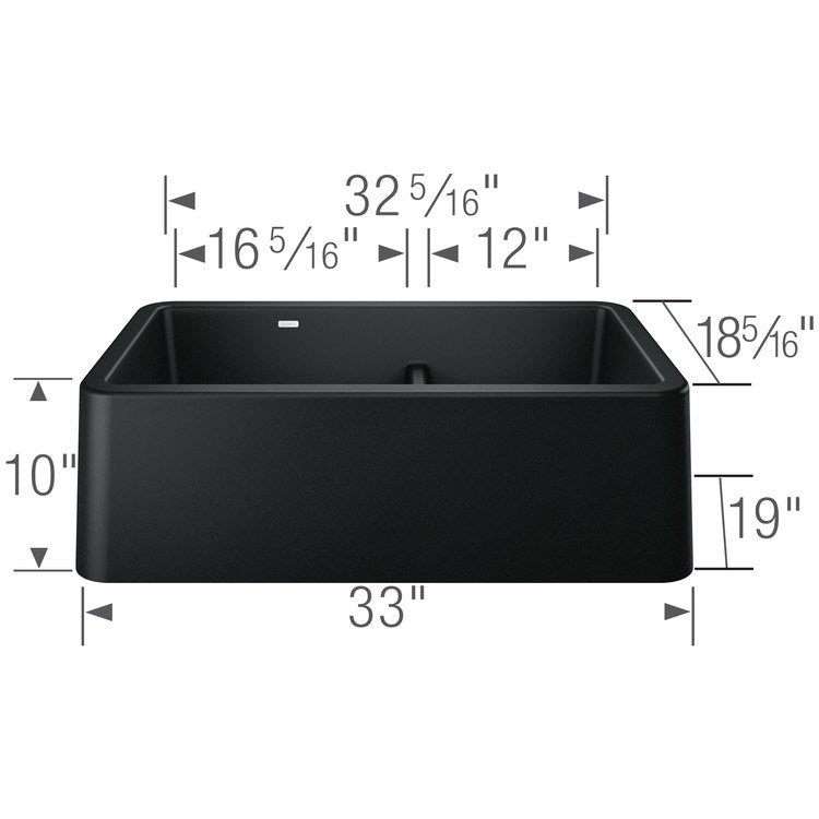Kitchen Sink Ikon 33 x 19 Inch Double Bowl Apron Front 1-3/4 with Low Divide Coal Black Farmhouse - Image 2