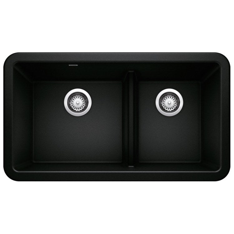 Kitchen Sink Ikon 33 x 19 Inch Double Bowl Apron Front 1-3/4 with Low Divide Coal Black Farmhouse - Image 1