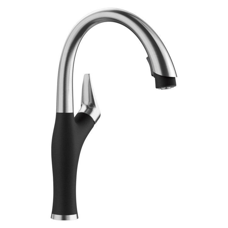 Kitchen Faucet Artona 1 Lever CALGreen PVD Steel/Coal Black Pull Down 2 Function Arc 180 DEG Swivel 1 Hole 1.5 Gallons per Minute - Image 1