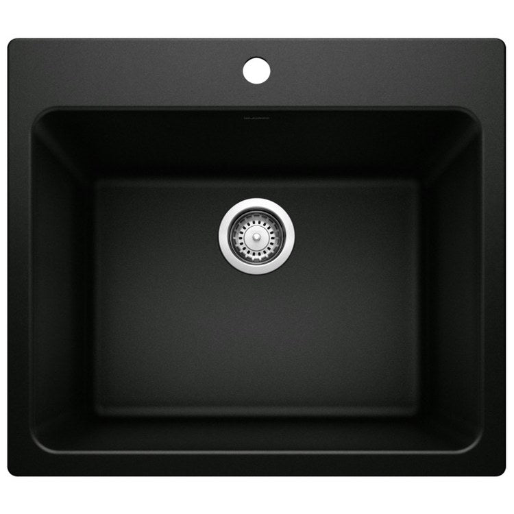 Laundry Sink Liven 25 x 22 Inch Single Bowl 1 Hole Coal Black Dual Mount - Image 1