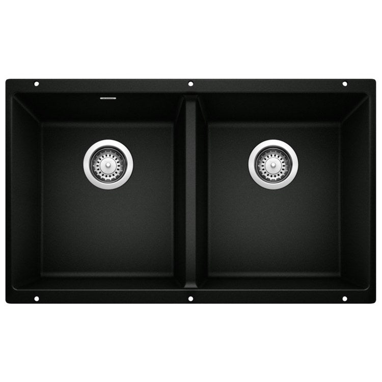 Kitchen Sink Precis 30 x 18 Inch Double Bowl Equal Double Coal Black Undermount Rectangle Silgranit - Image 1