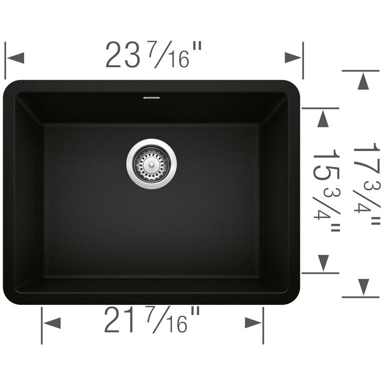 Precis 23-1/2" Single Bowl Silgranit Undermount Kitchen Sink - Coal Black - Image 2