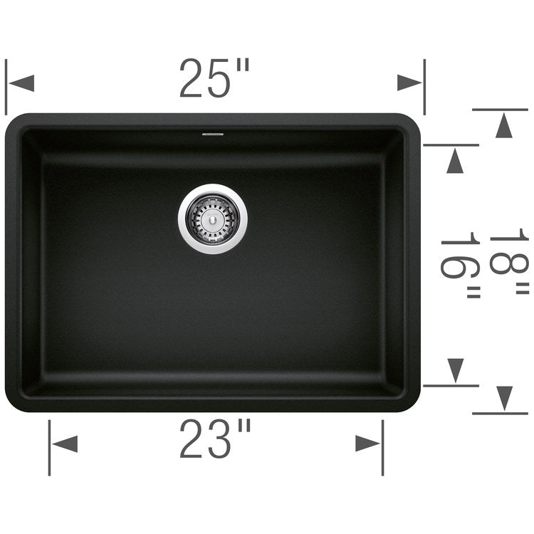 Kitchen Sink Precis 25 x 18 Inch Single Bowl Single ADA Coal Black Undermount Rectangle Drain Location Rear Center Depth 5 Inch Heat and Scratch Resistant - Image 2
