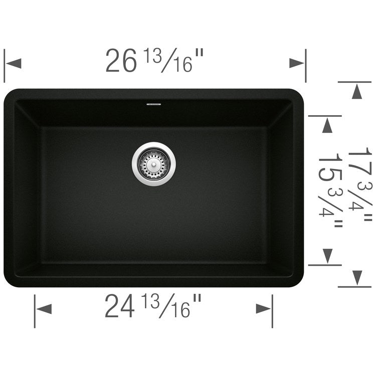 Precis 27" Single-Bowl Silgranit Undermount Rectangular Kitchen Sink - Coal Black - Image 2