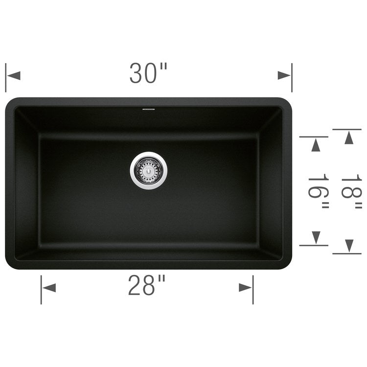 Kitchen Sink Precis 30 x 18 Inch Single Bowl Coal Black Undermount Rectangle - Image 2