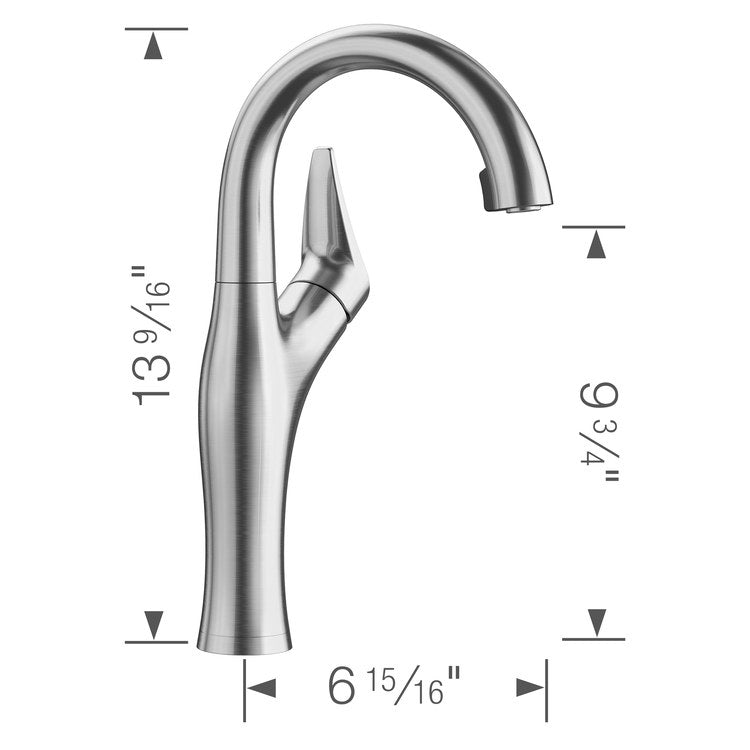 Bar Faucet Artona 1 Lever CALGreen PVD Steel Pull-Out 160 DEG Swivel 1.5 Gallons per Minute - Image 2