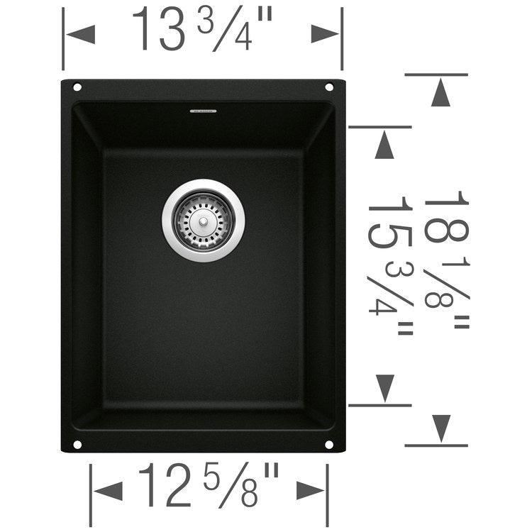 Bar Sink Precis 14 x 18 Inch 1 Bowl Coal Black Undermount - Image 2
