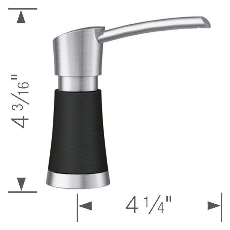 Soap Dispenser Artona PVD Steel/Coal Black Deck Mount Plastic Brass Pump 12 Ounce - Image 2