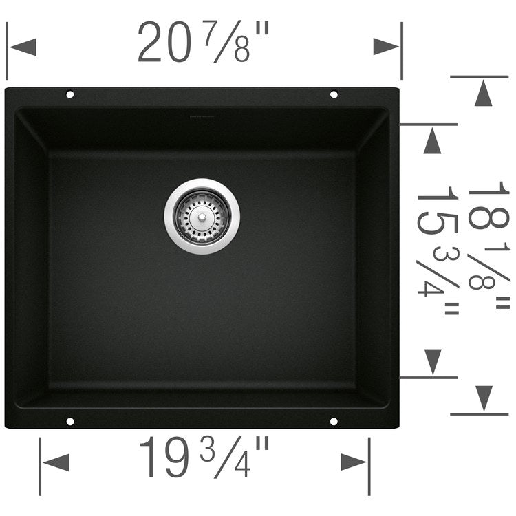 Precis 20-3/4" Single-Bowl Silgranit Undermount Kitchen Sink - Coal Black - Image 2
