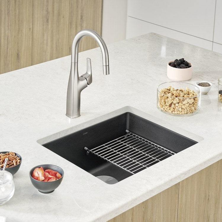 Precis 20-3/4" Single-Bowl Silgranit Undermount Kitchen Sink - Coal Black - Image 3