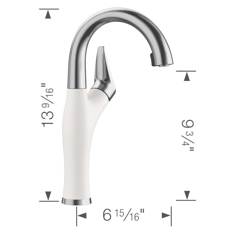 Bar Faucet Artona 1 Lever CALGreen PVD Steel/White Pull-Out 160 DEG Swivel 1.5 Gallons per Minute - Image 2