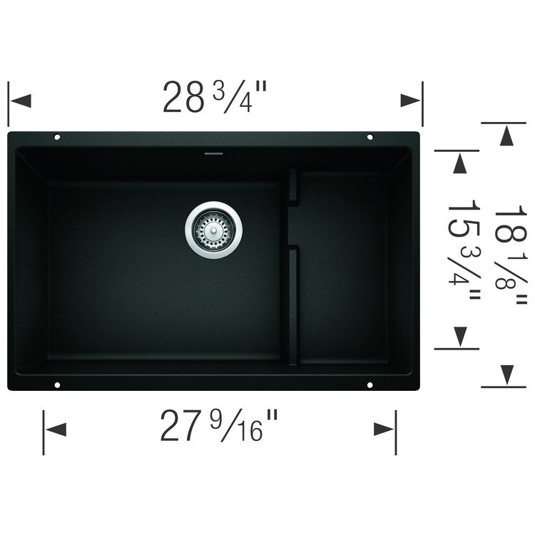 Kitchen Sink Precis Cascade 29 x 18 Inch Single Bowl Super Coal Black Undermount Rectangle Silgranit - Image 2