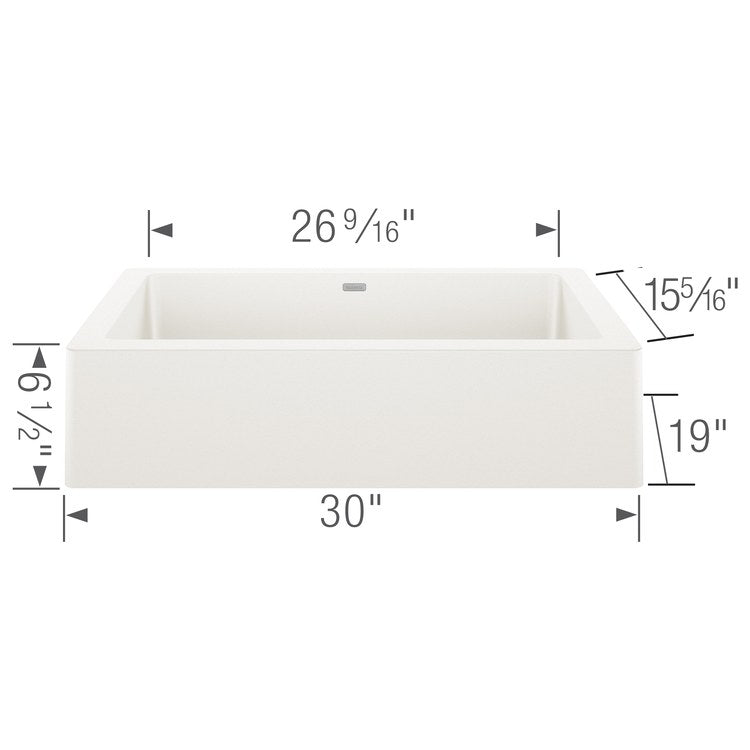 Kitchen Sink Vintera 30 x 19 Inch Single Bowl White Apron Front Rectangle - Image 2