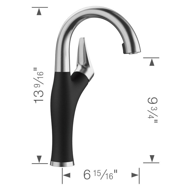 Bar Faucet Artona 1 Lever CALGreen PVD Steel/Coal Black Pull-Out 160 DEG Swivel 1.5 Gallons per Minute - Image 2