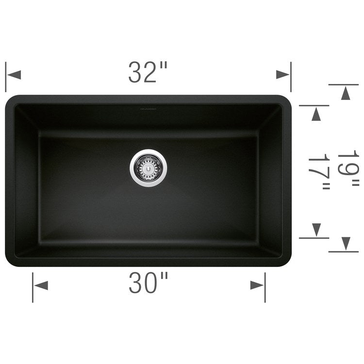 Precis 32" Super Single-Bowl Silgranit Undermount Kitchen Sink - Coal Black - Image 2