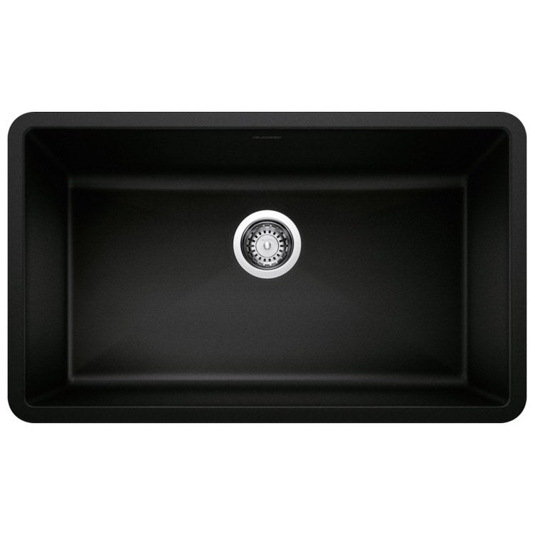 Precis 32" Super Single-Bowl Silgranit Undermount Kitchen Sink - Coal Black - Image 1