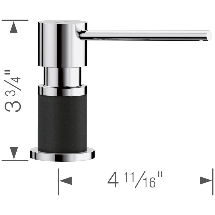 Soap Dispenser Lato Coal Black Deck Mount Plastic Brass Pump 10 Ounce - Image 2