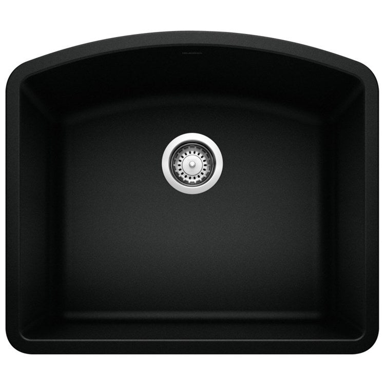 Kitchen Sink Diamond 24 x 21 Inch Single Bowl Single Coal Black Undermount
