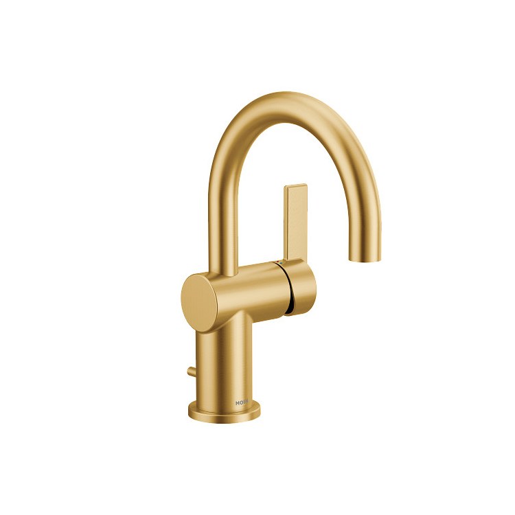 Lavatory Faucet Cia 1 Lever ADA WaterSense Brushed Gold 1.2 Gallons per Minute Metal Lift Rod Assembly 1/3 Hole - Image 1