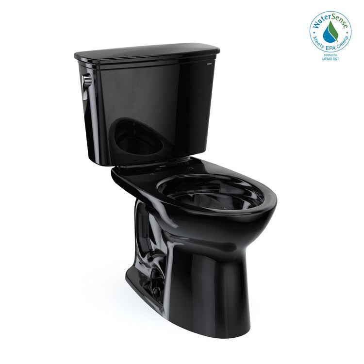 Toilet Drake 2 Piece Transitional Ebony Elongated WaterSense ADA 1.28 Gallons per Flush Tornado Left Hand Chrome Trip Lever Less Seat - Image 1