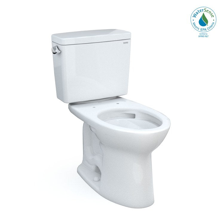 Toilet Drake 2 Piece Cotton Elongated WaterSense 1.28 Gallons per Flush Tornado Left Hand Chrome Trip Lever Less Seat - Image 1
