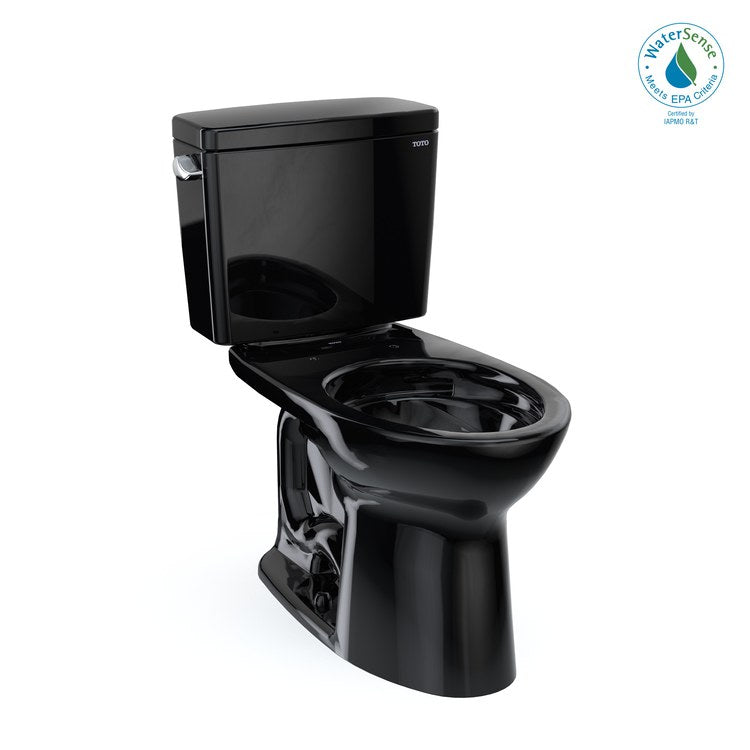 Toilet Drake 2 Piece Ebony Elongated WaterSense ADA 1.28 Gallons per Flush Tornado Left Hand Chrome Trip Lever Less Seat
