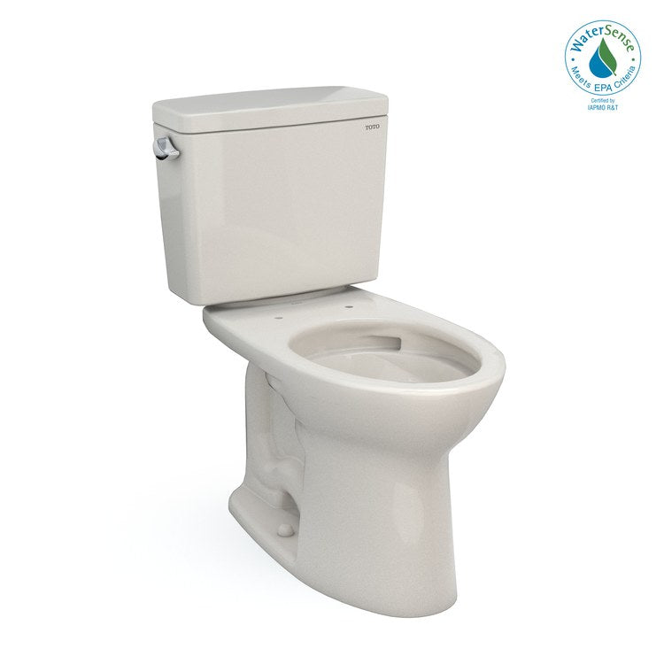 Toilet Drake 2 Piece Universal Height Sedona Beige Elongated WaterSense ADA 1.28 Gallons per Flush Tornado Left Hand Chrome Trip Lever Less Seat - Image 1