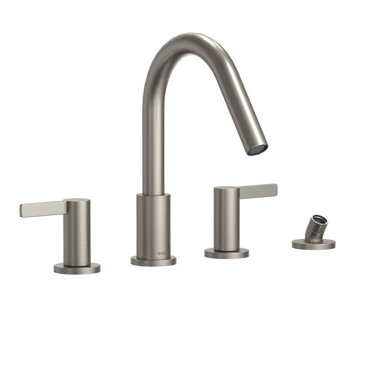 Roman Tub Trim GF Includes Handshower Outlet and Hose Less Handshower 2 Lever Brushed Nickel ADA 8-11/16 Inch Reach