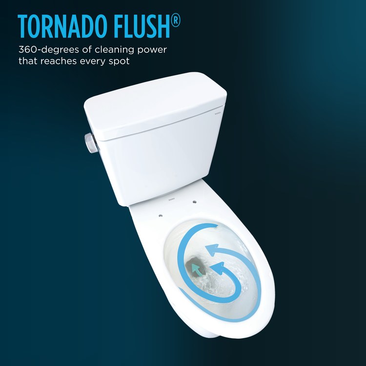 Toilet Drake 2 Piece Sedona Beige Elongated WaterSense 1.28 Gallons per Flush Tornado Left Hand Chrome Trip Lever Less Seat - Image 2