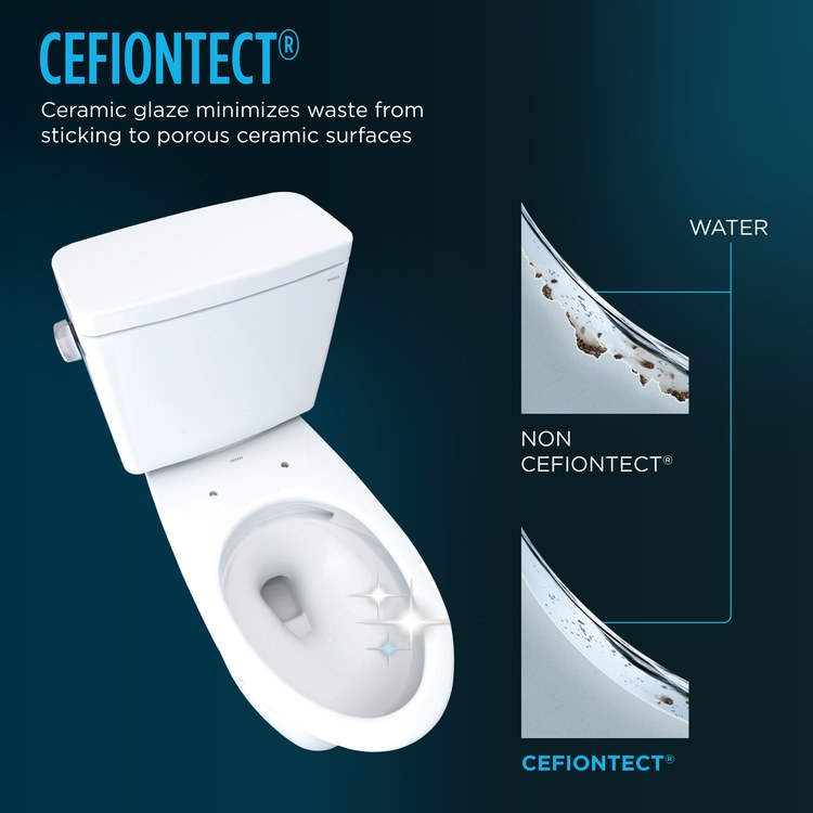 Toilet Drake 2 Pieces Cotton Elongated 29 Inch 1.6 Gallons per Flush Left Hand Chrome Less Seat - Image 3
