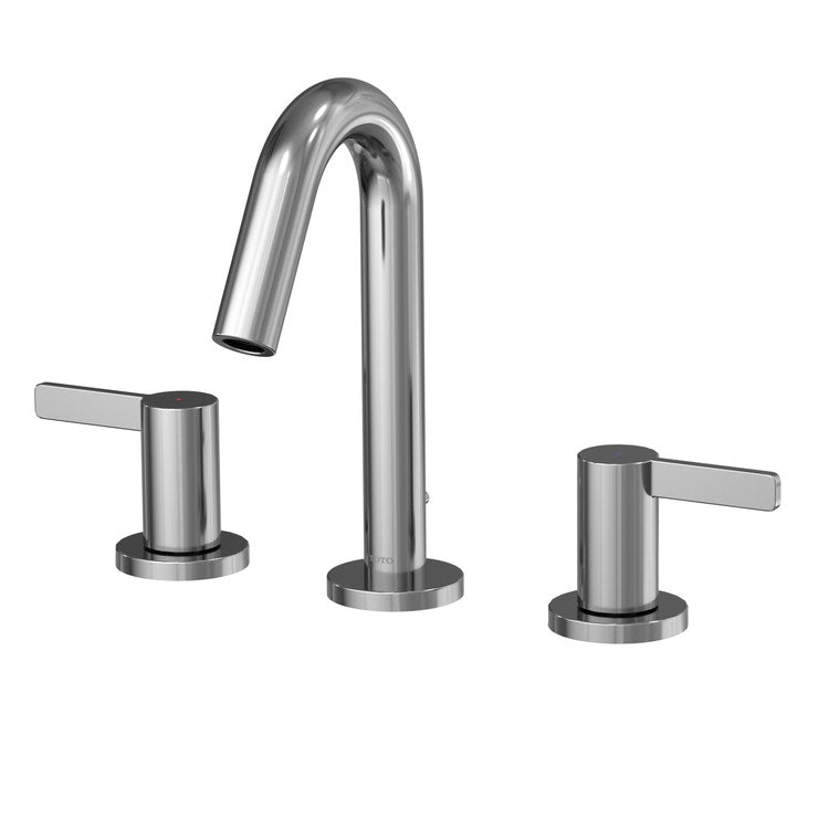 Lavatory Faucet GF Widespread 8 Inch Spread 2 Lever ADA WaterSense/CALGreen/cUPC Polished Chrome 1.2 Gallons per Minute Deck Metal Pop-Up 3 Hole - Image 3