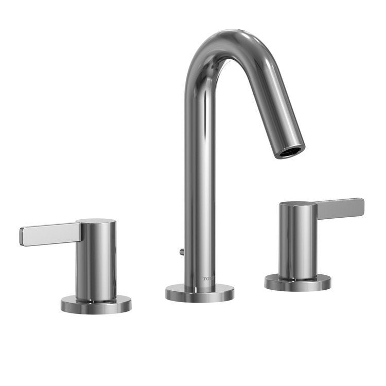 Lavatory Faucet GF Widespread 8 Inch Spread 2 Lever ADA WaterSense/CALGreen/cUPC Polished Chrome 1.2 Gallons per Minute Deck Metal Pop-Up 3 Hole - Image 1