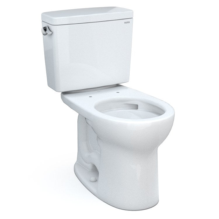Toilet Drake 2 Piece Universal Height Cotton Round WaterSense ADA 1.28 Gallons per Flush Tornado Left Hand Chrome Trip Lever Less Seat - Image 1