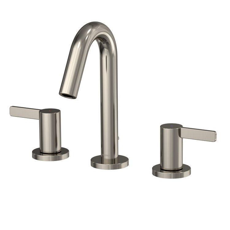 Lavatory Faucet GF Widespread 8 Inch Spread 2 Lever ADA WaterSense/CALGreen/cUPC Polished Nickel 1.2 Gallons per Minute Deck Metal Pop-Up 3 Hole - Image 3