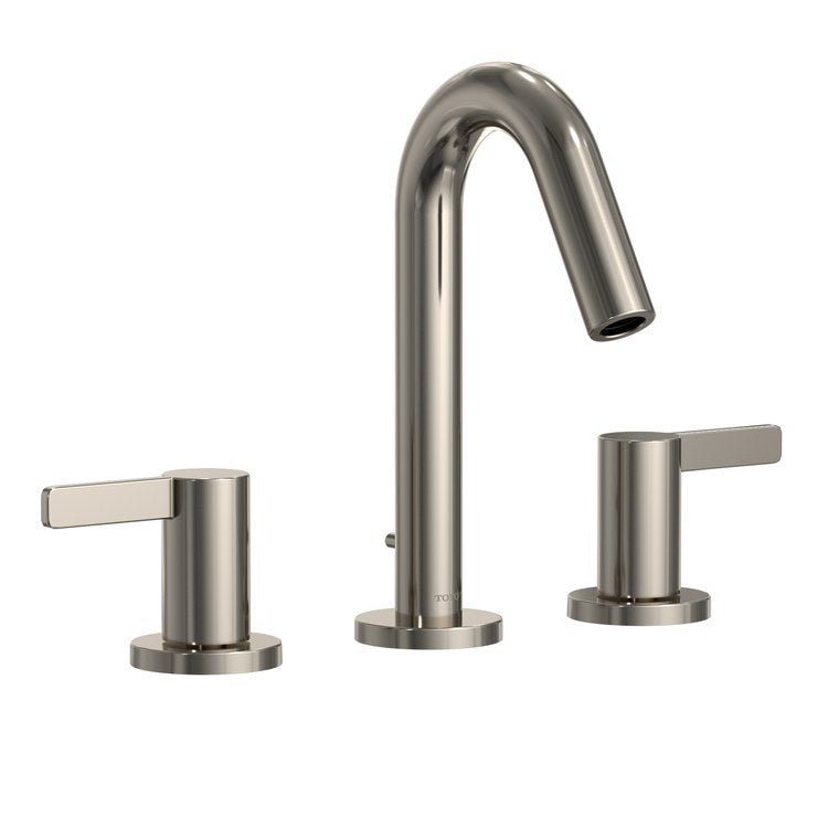 Lavatory Faucet GF Widespread 8 Inch Spread 2 Lever ADA WaterSense/CALGreen/cUPC Polished Nickel 1.2 Gallons per Minute Deck Metal Pop-Up 3 Hole - Image 1
