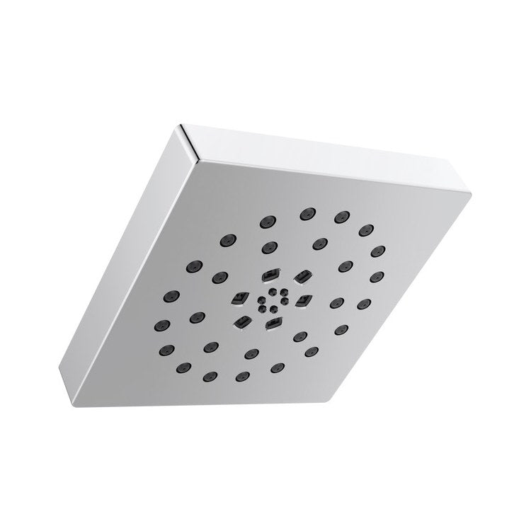 Showerhead Universal Showering Components 4 Functions Lumicoat Chrome 7-13/16 Inch 1.75 Gallons per Minute H2Okinetic Square