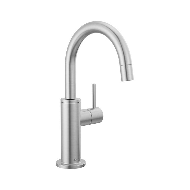 Beverage Faucet Contemporary Cold Water Only with Air Gap 1 Lever ADA Arctic Stainless 360 DEG Swivel 1 Hole 1.5 Gallons per Minute