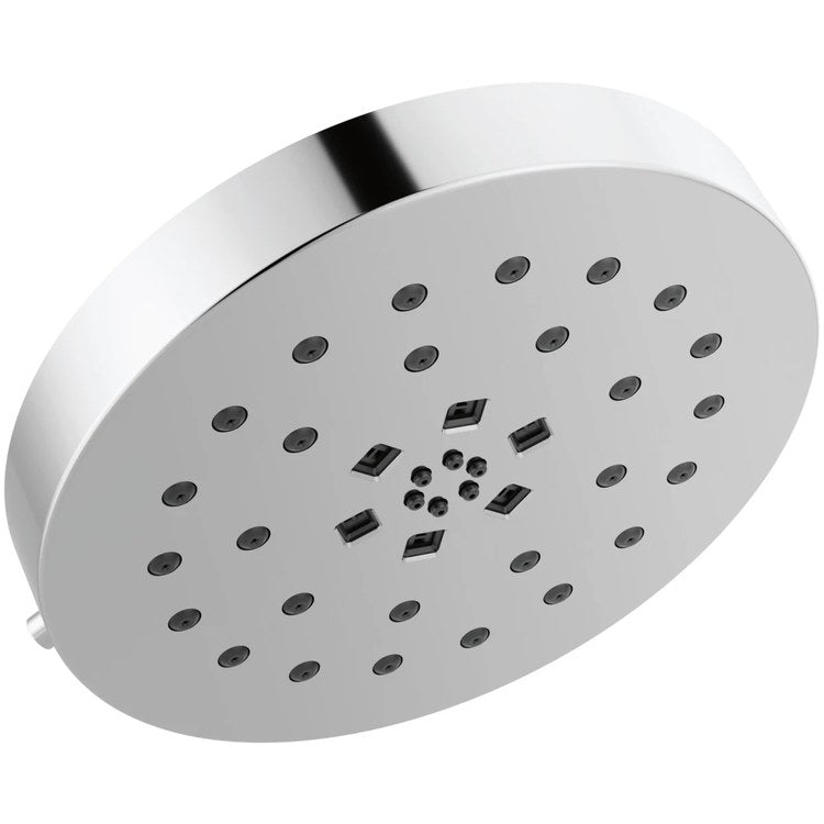 Showerhead Universal Showering Components 4 Functions Lumicoat Chrome 8 Inch 1.75 Gallons per Minute H2Okinetic Round - Image 1