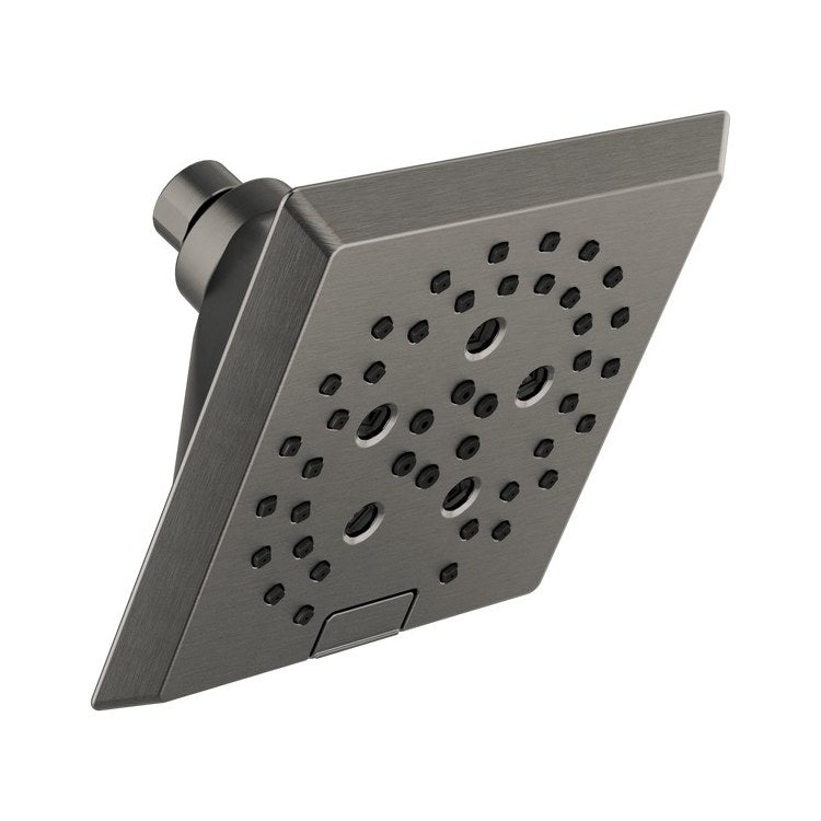 Showerhead Universal Showering Components 5 Functions Raincan Lumicoat Black Stainless 5-13/16 Inch 1.75 Gallons per Minute H2Okinetic Square - Image 1